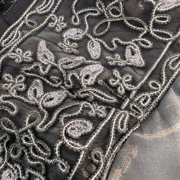 Silver Gown Retro 90s Prom Dress Empire Waist Y2K Special Occassion Thea Dora 4 - Picture 4 of 12